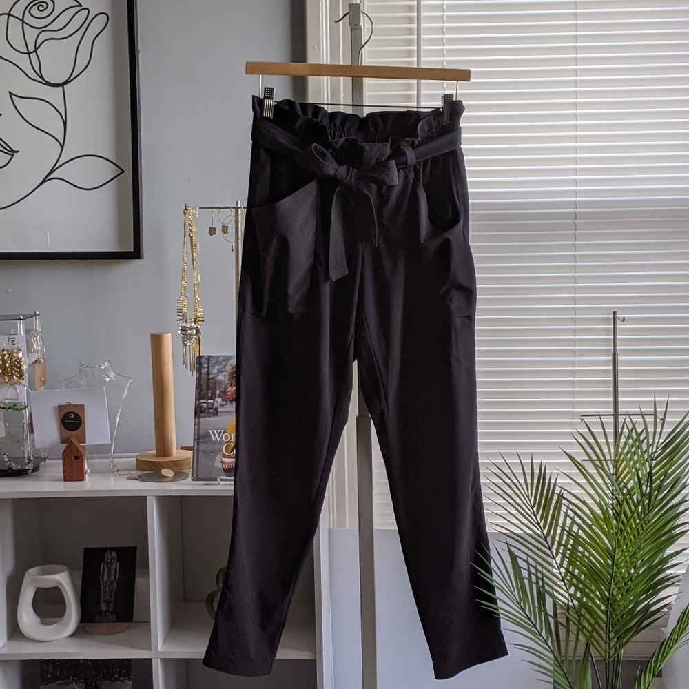 Athleta Black Paperbag Waist Tapered Pants
